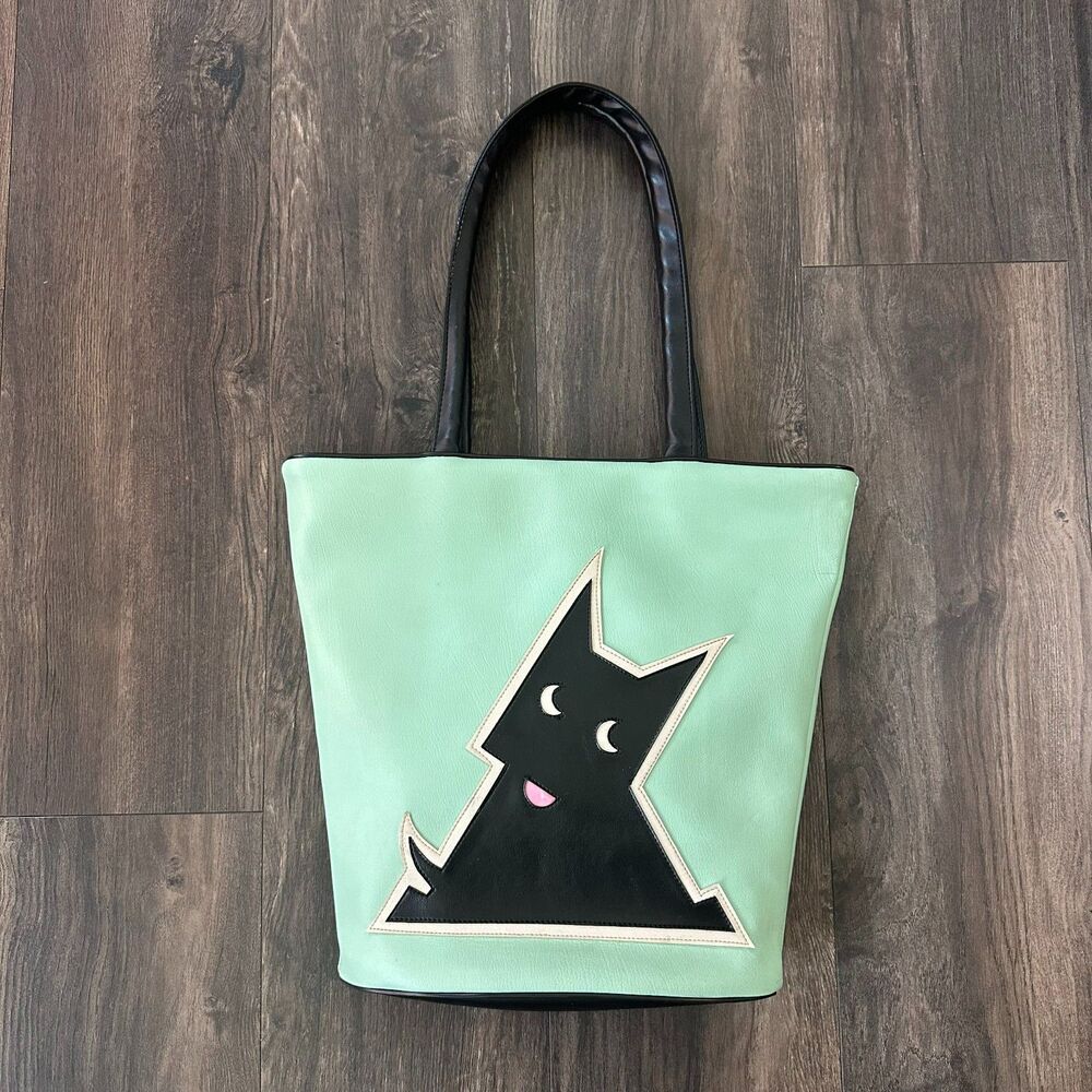 Made on Earth Bona Fide Vigor Scottie Leather Purse Retro 50s Mint & Black Bag